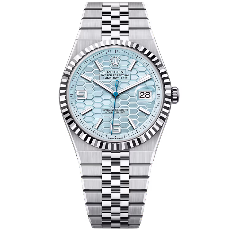 Rolex Land-Dweller Ice Blue Honeycomb Dial