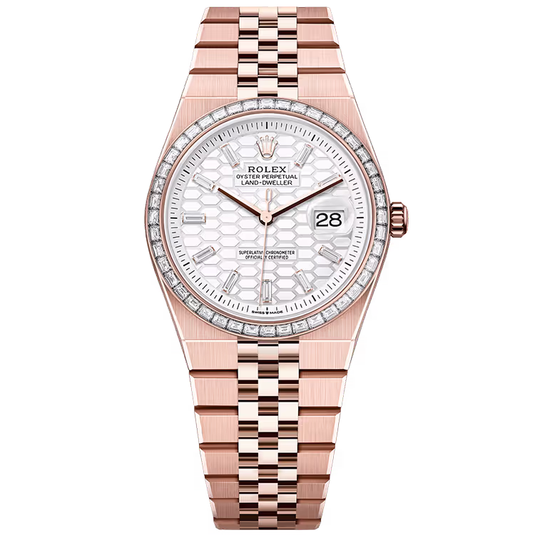 Rolex Land-Dweller White Honeycomb Diamond Dial