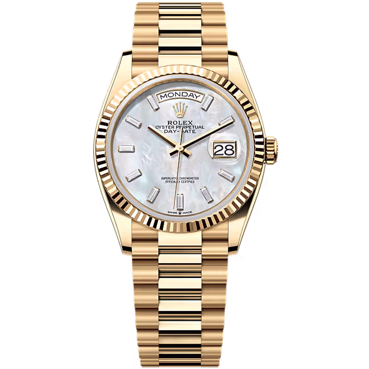 Rolex Day-Date Mother of Pearl Baguette Diamond Dial
