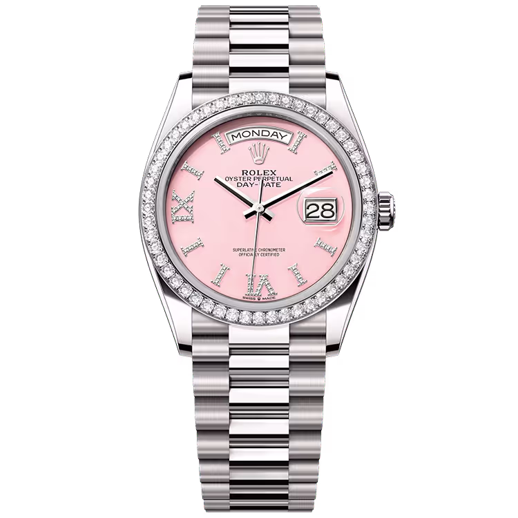 Rolex Day-Date Pink Roman Diamond Dial