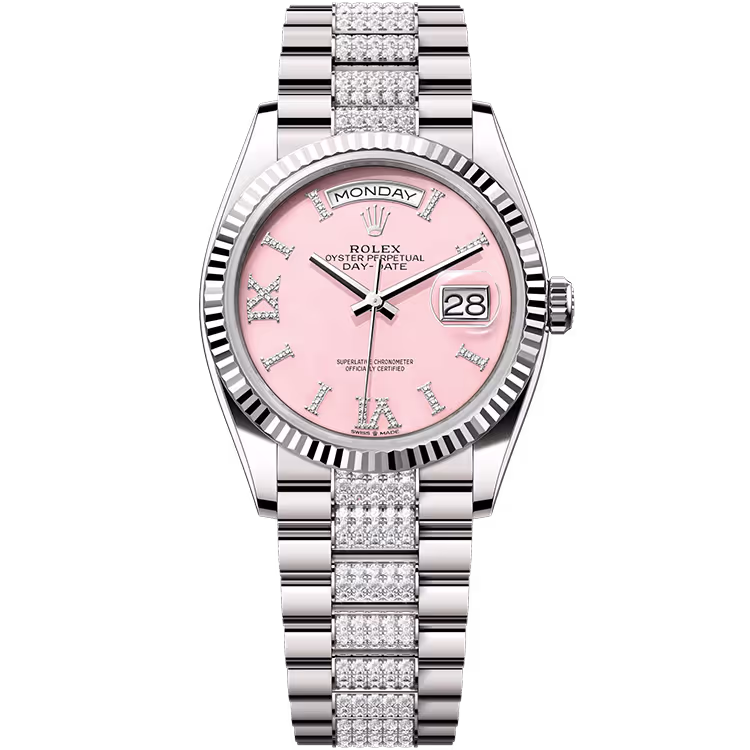 Rolex Day-Date Pink Roman Diamond Dial