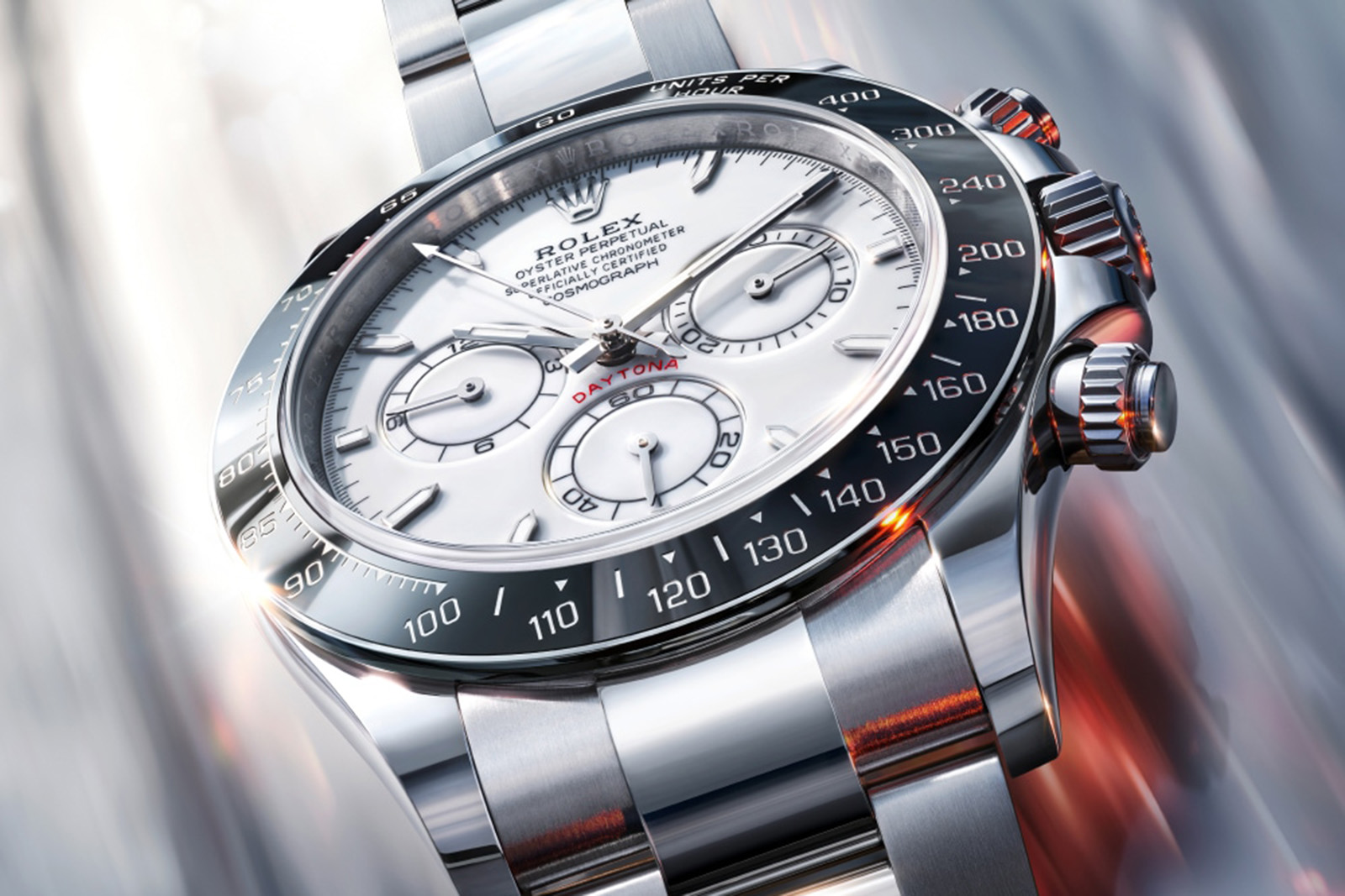 Rolex Cosmograph Daytona 126502 in Rolesium with white grand feu enamel dial and anthracite Cerachrom tachymeter bezel on Oyster bracelet